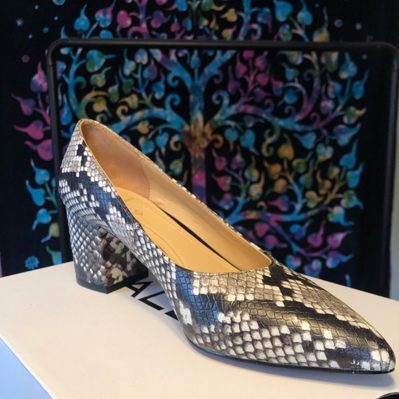 Brian Atwood Block Heel Snakeskin Heels - Picture 2 of 4